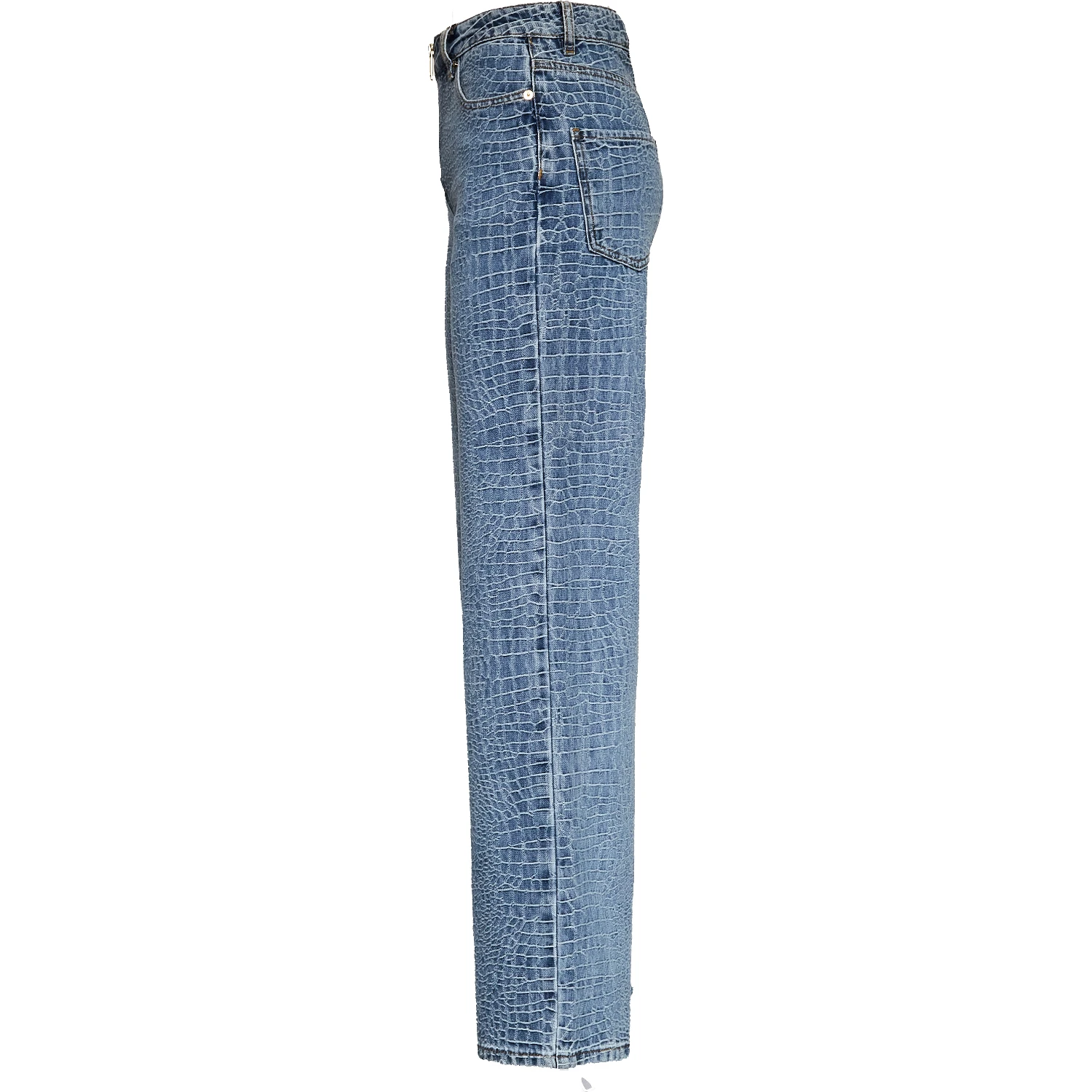 Croc Effect Straight Leg Jeans