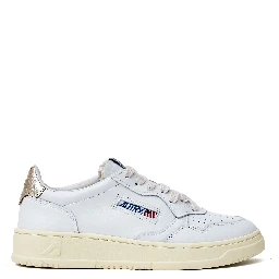 Sneakers Medalist Low In Pelle Bianca, Oro