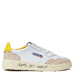 Sneakers Medalist Low In Pelle, Suede Bianca, Slicker Con Lettering