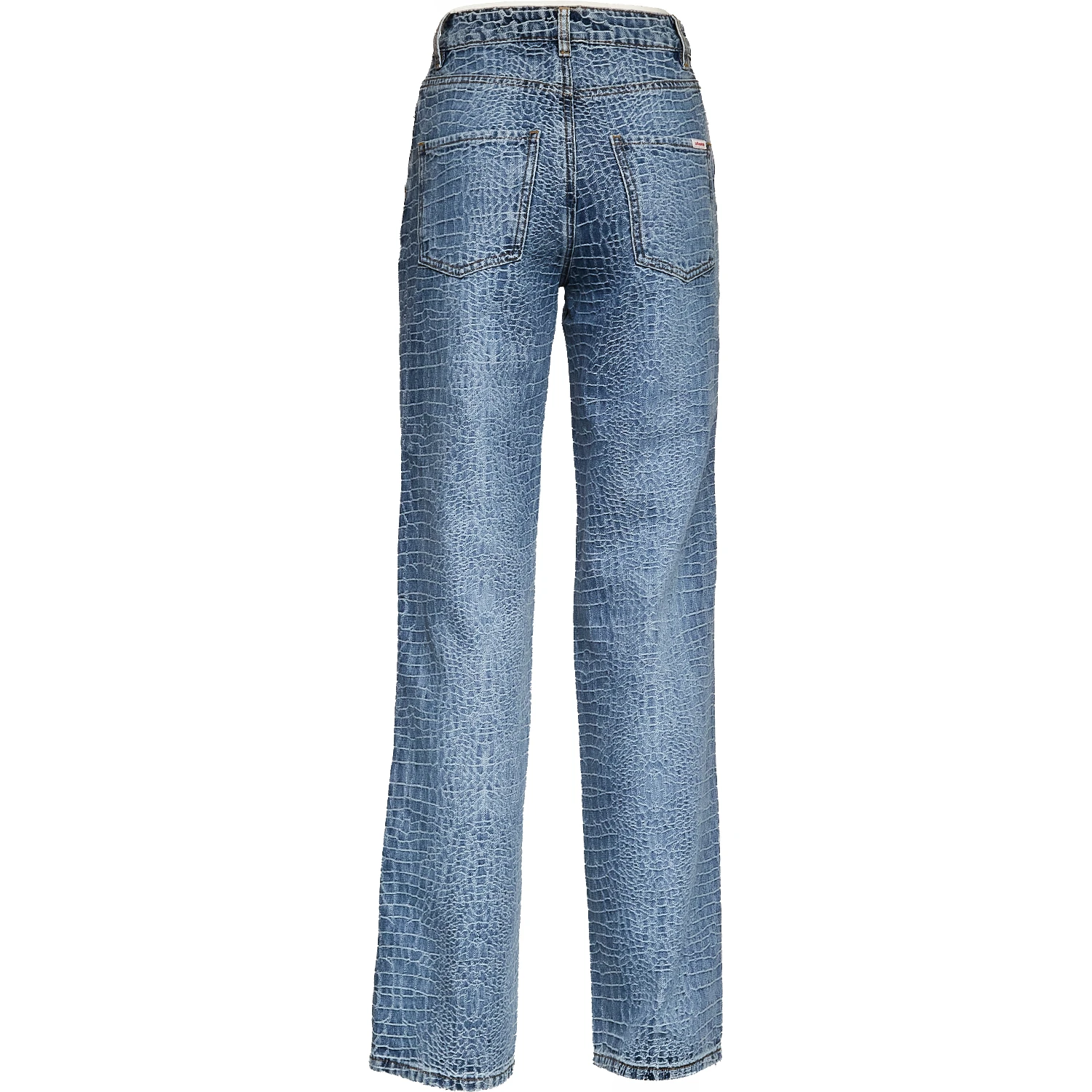Croc Effect Straight Leg Jeans