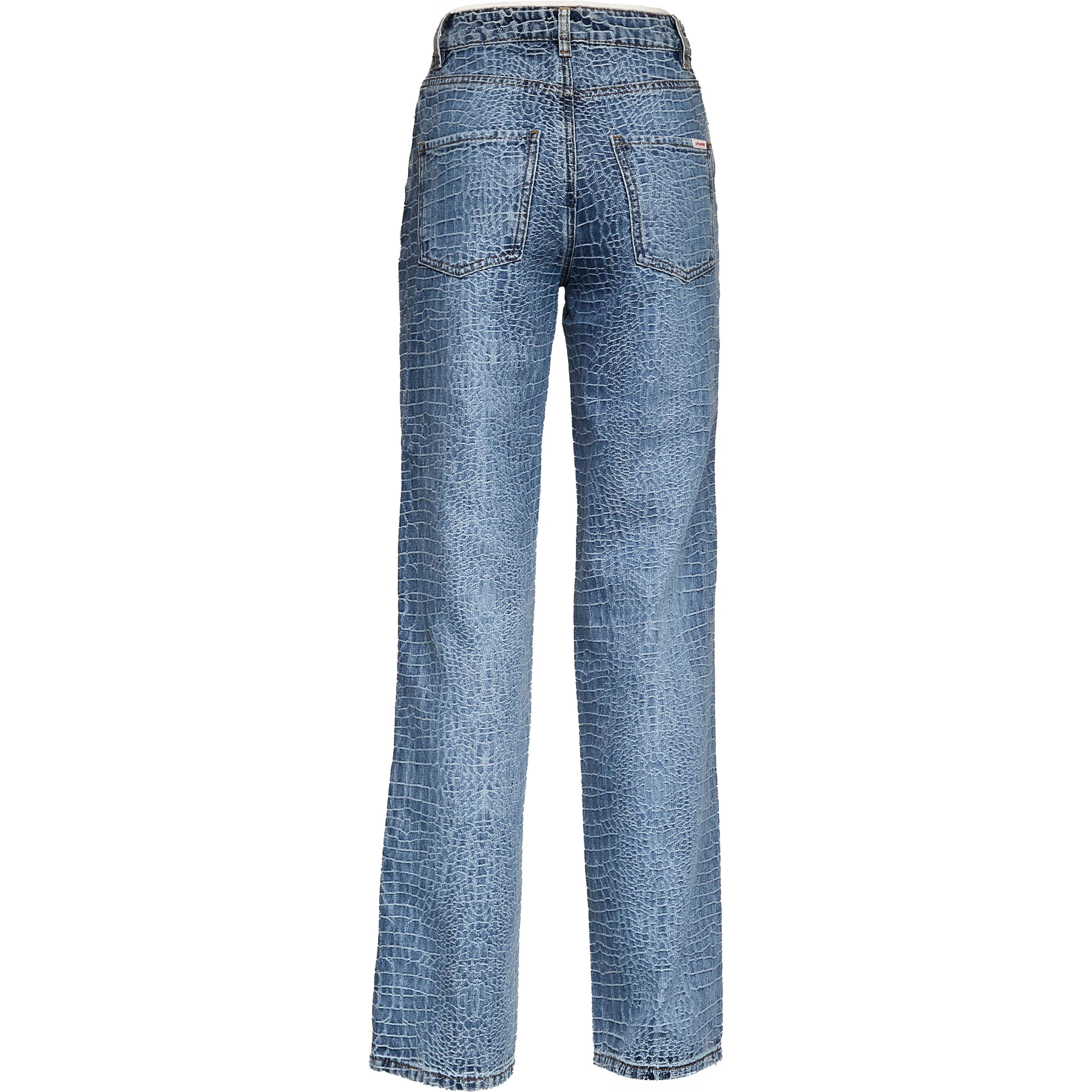Croc Effect Straight Leg Jeans