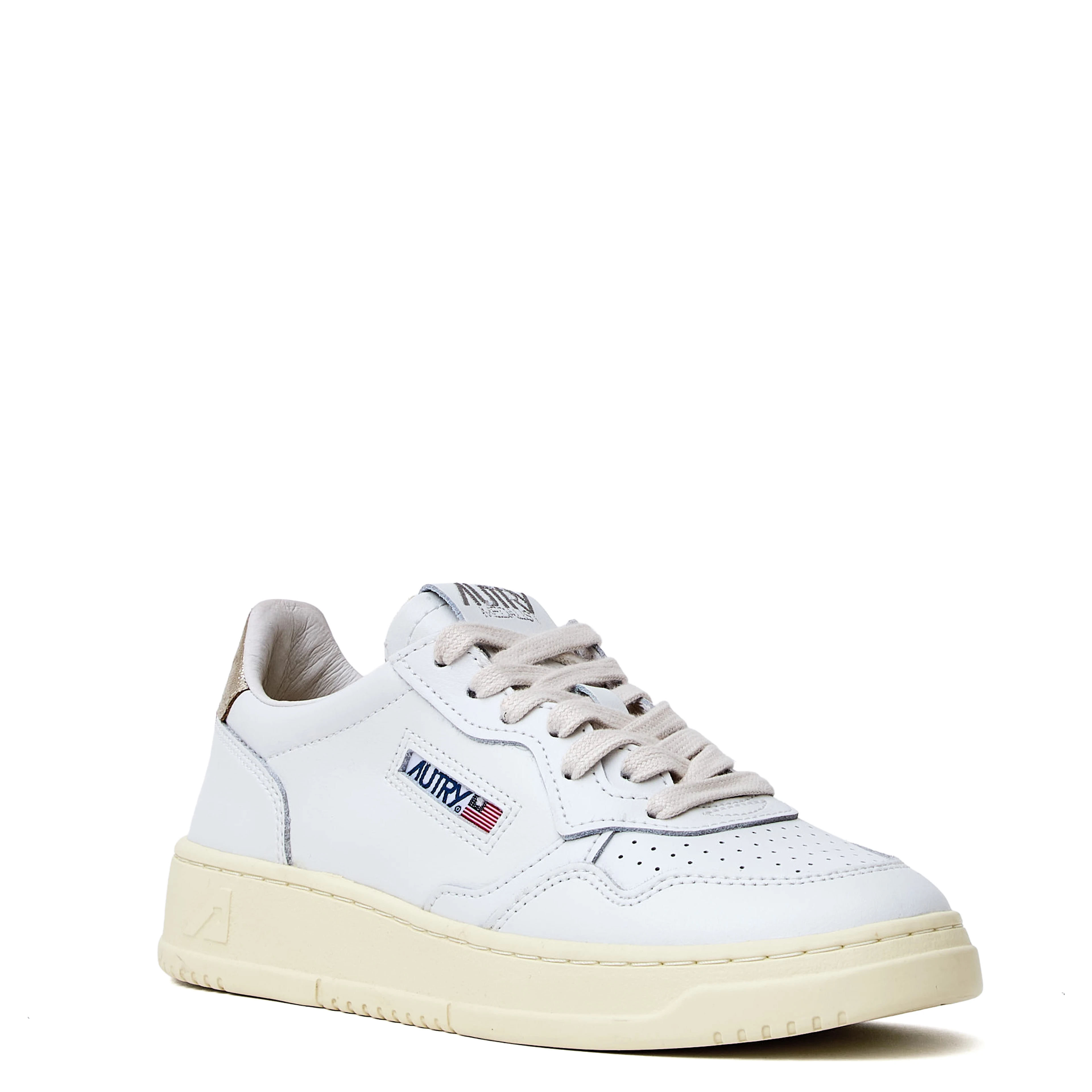 Sneakers Medalist Low In Pelle Bianca, Oro
