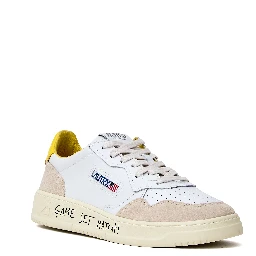 Sneakers Medalist Low In Pelle, Suede Bianca, Slicker Con Lettering