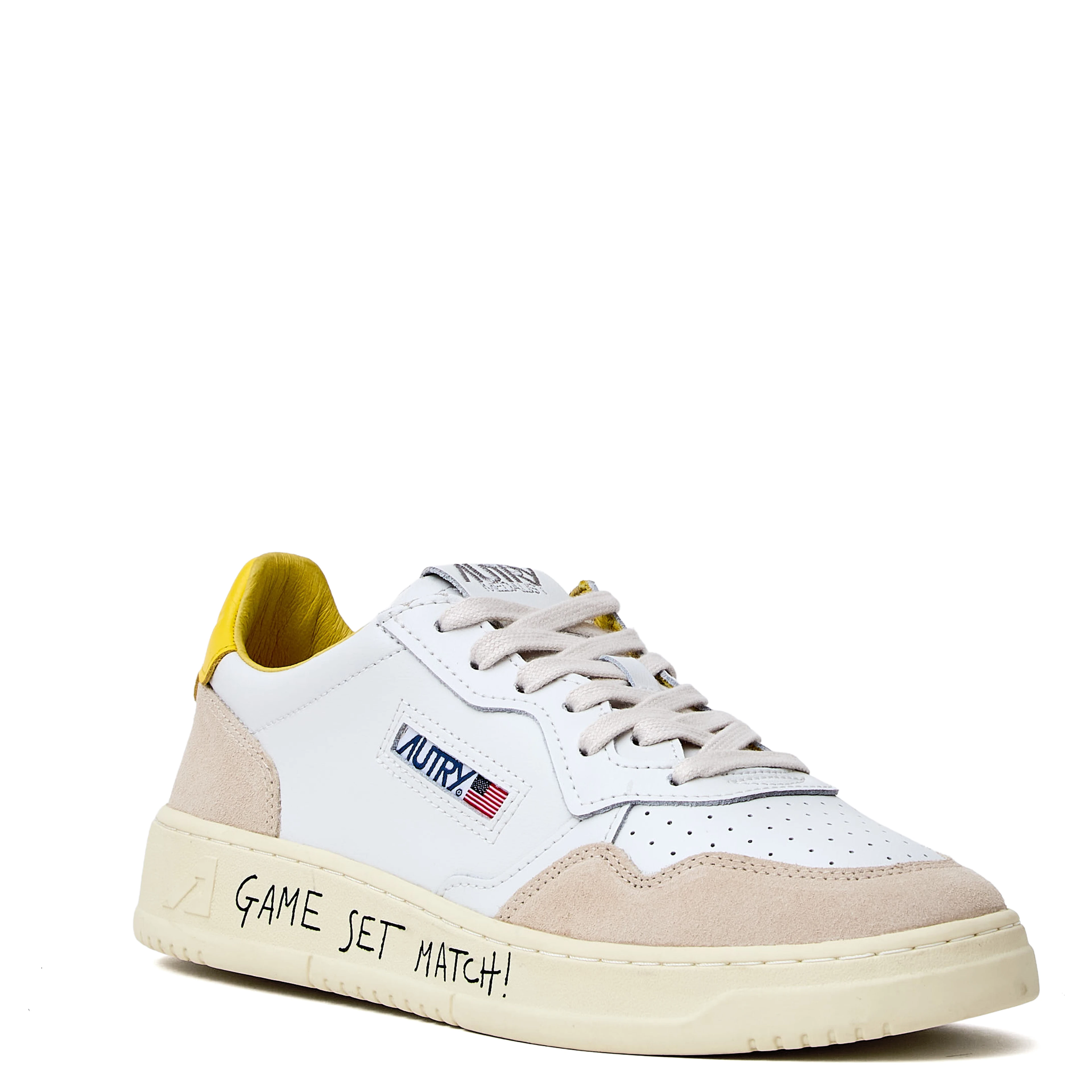 Sneakers Medalist Low In Pelle, Suede Bianca, Slicker Con Lettering