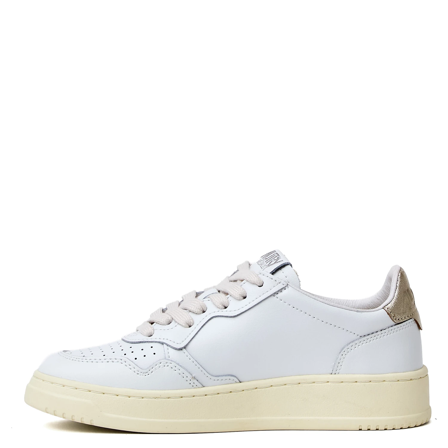 Sneakers Medalist Low In Pelle Bianca, Oro