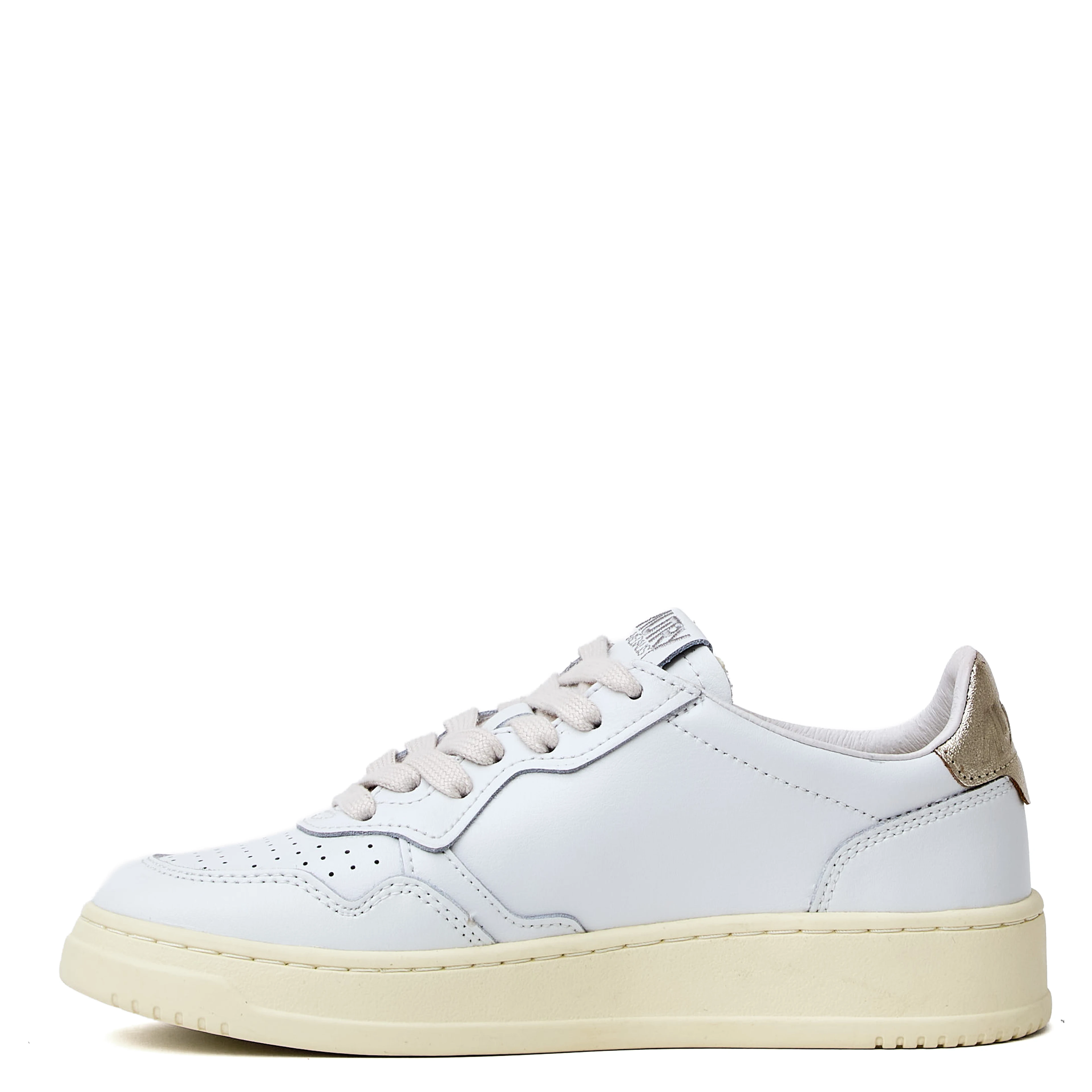 Sneakers Medalist Low In Pelle Bianca, Oro