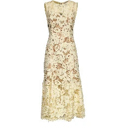 Yellow Crochet Lace Midi Dress