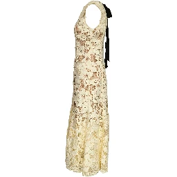 Yellow Crochet Lace Midi Dress