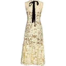 Yellow Crochet Lace Midi Dress