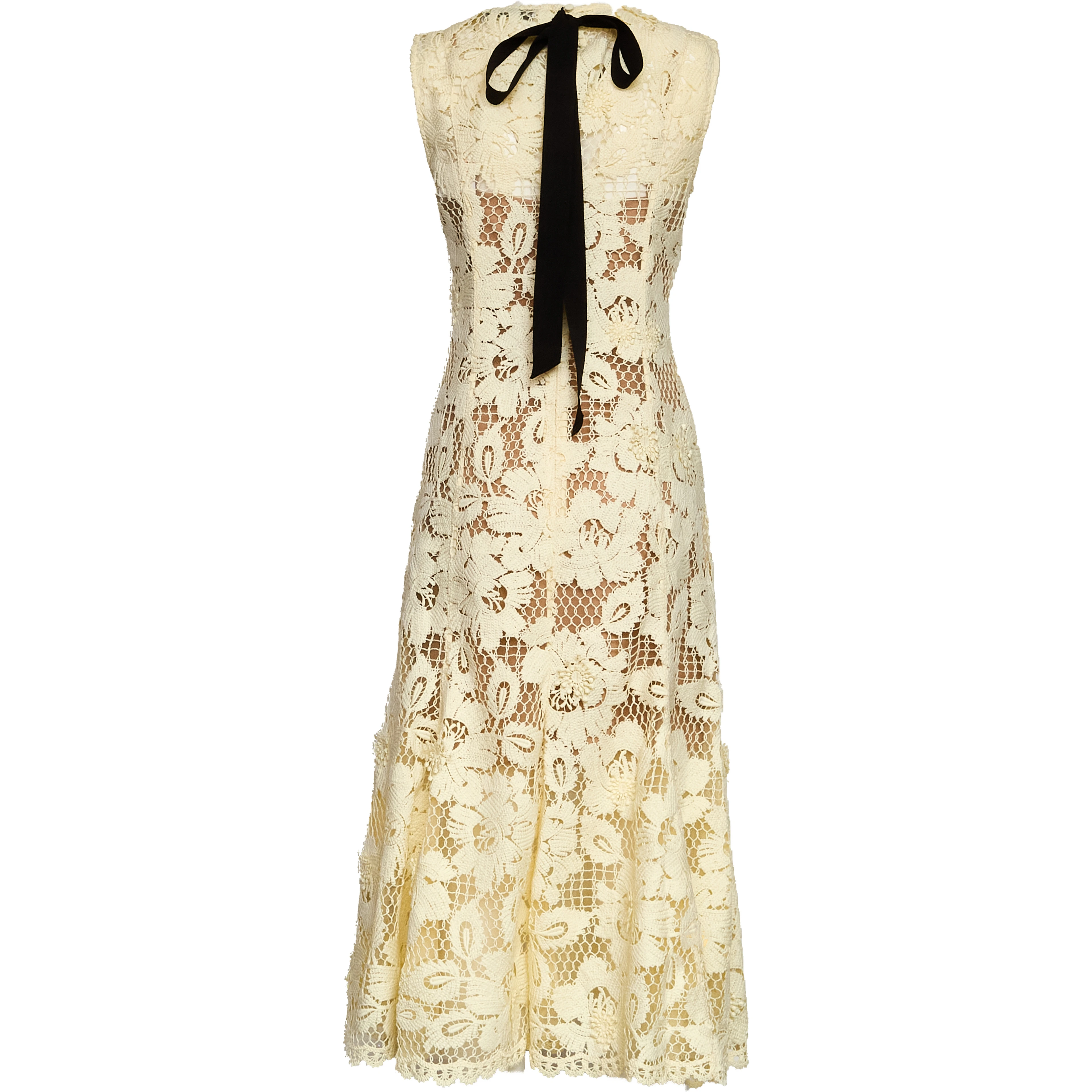 Yellow Crochet Lace Midi Dress