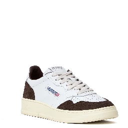 Sneakers Medalist Low In Pelle Soft Bianca, Mogano
