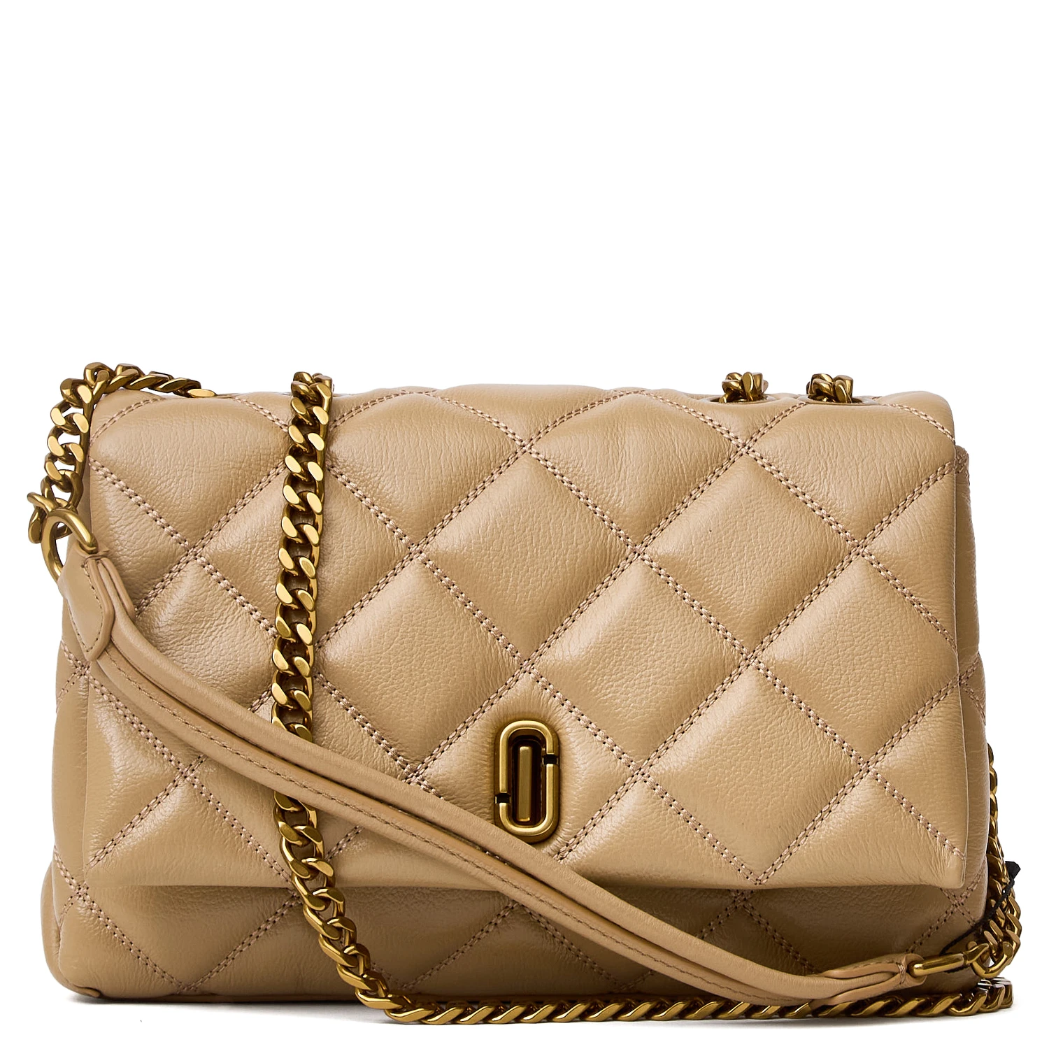 The Slim Dual Chain Shoulder Quilted Leather Dual Bag