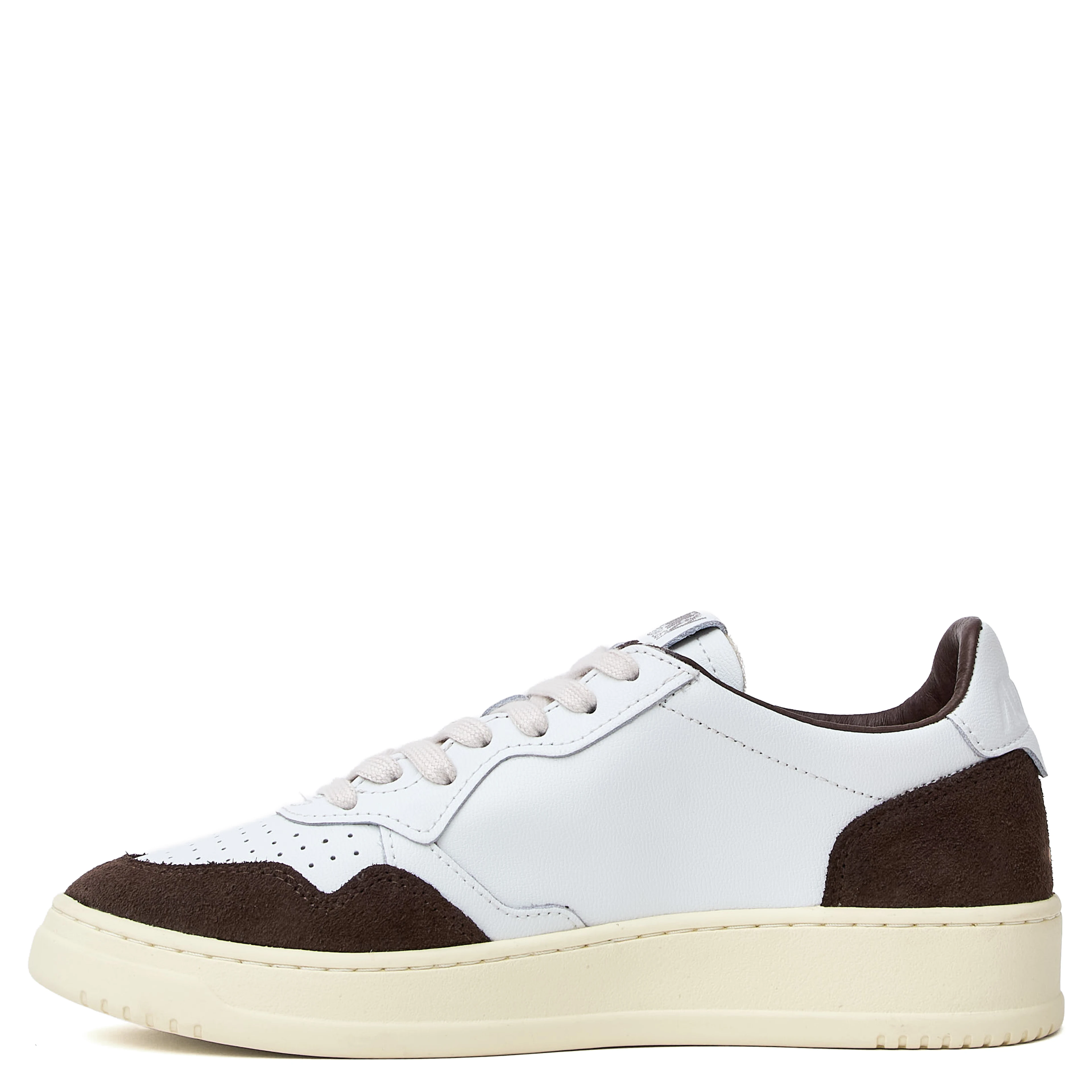 Sneakers Medalist Low In Pelle Soft Bianca, Mogano