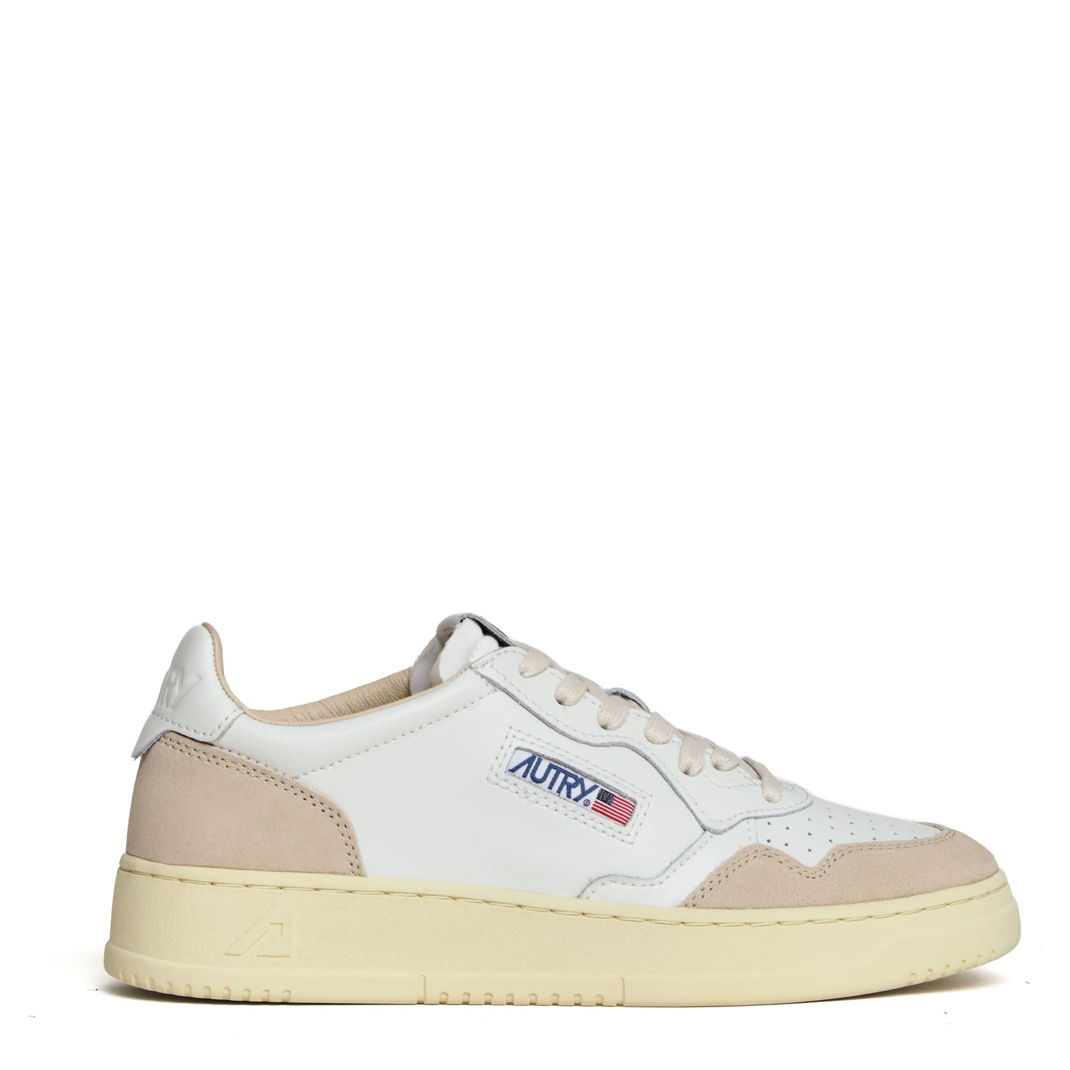 Sneakers Medalist Low In Pelle Bianca E Suede Beige