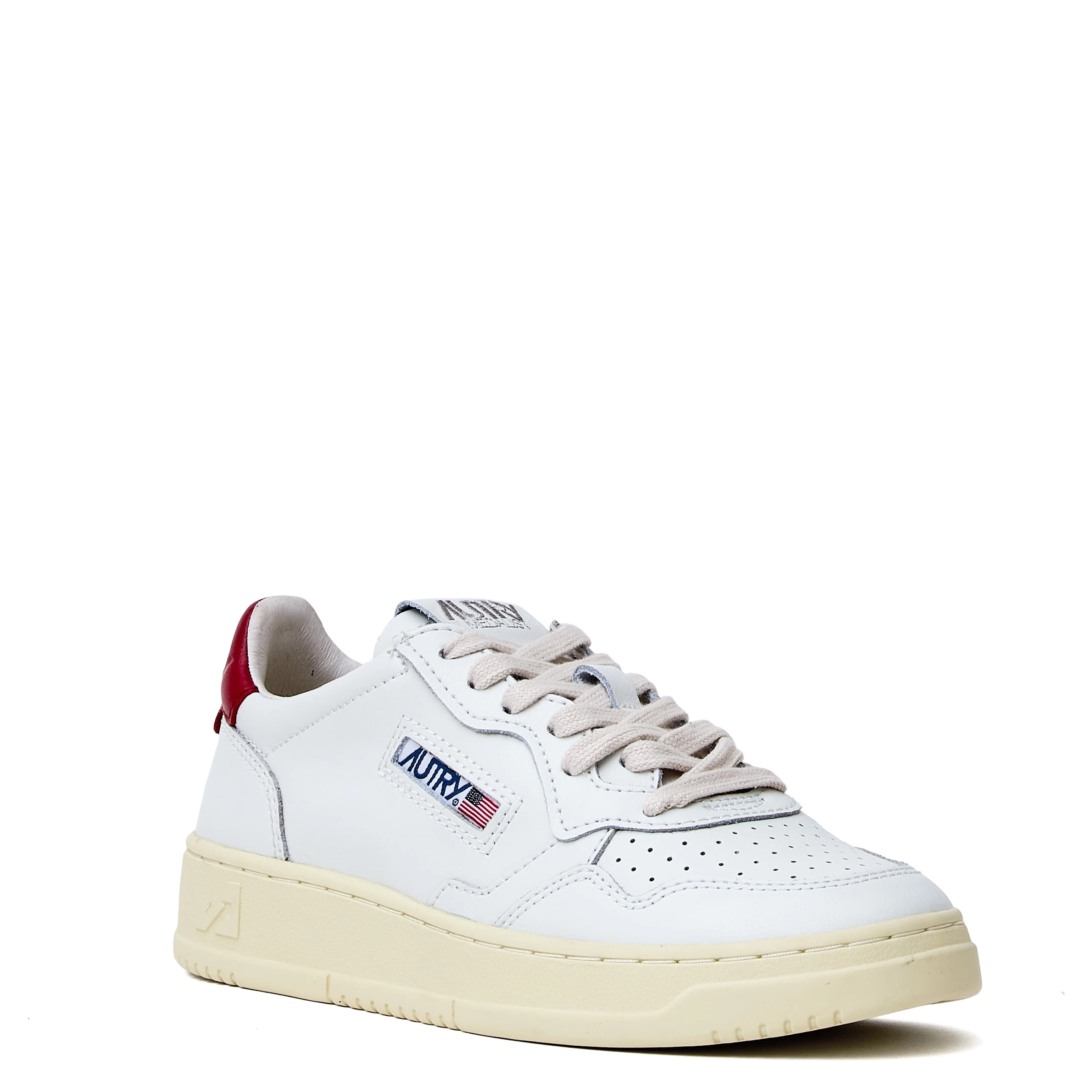 Sneakers Medalist Low In Pelle Bianca, Deep Claret