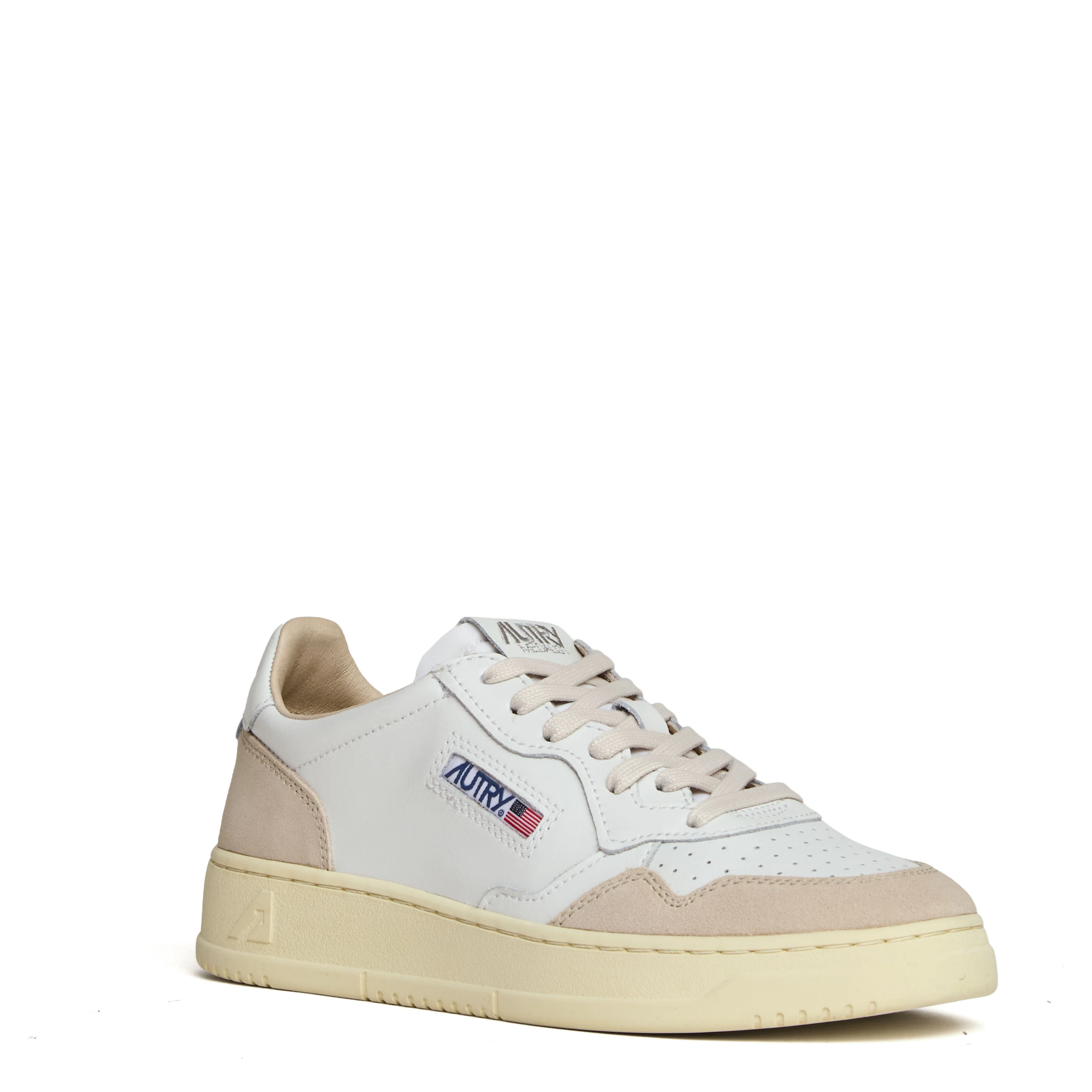 Sneakers Medalist Low In Pelle Bianca E Suede Beige