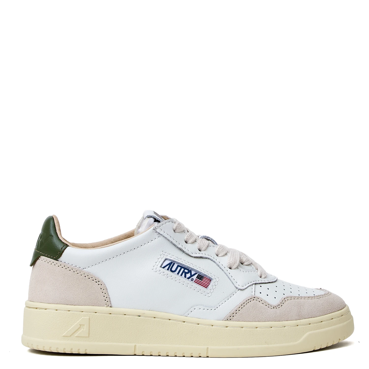 Sneakers Medalist Low In Pelle, Suede Bianco, Verde Bronzo