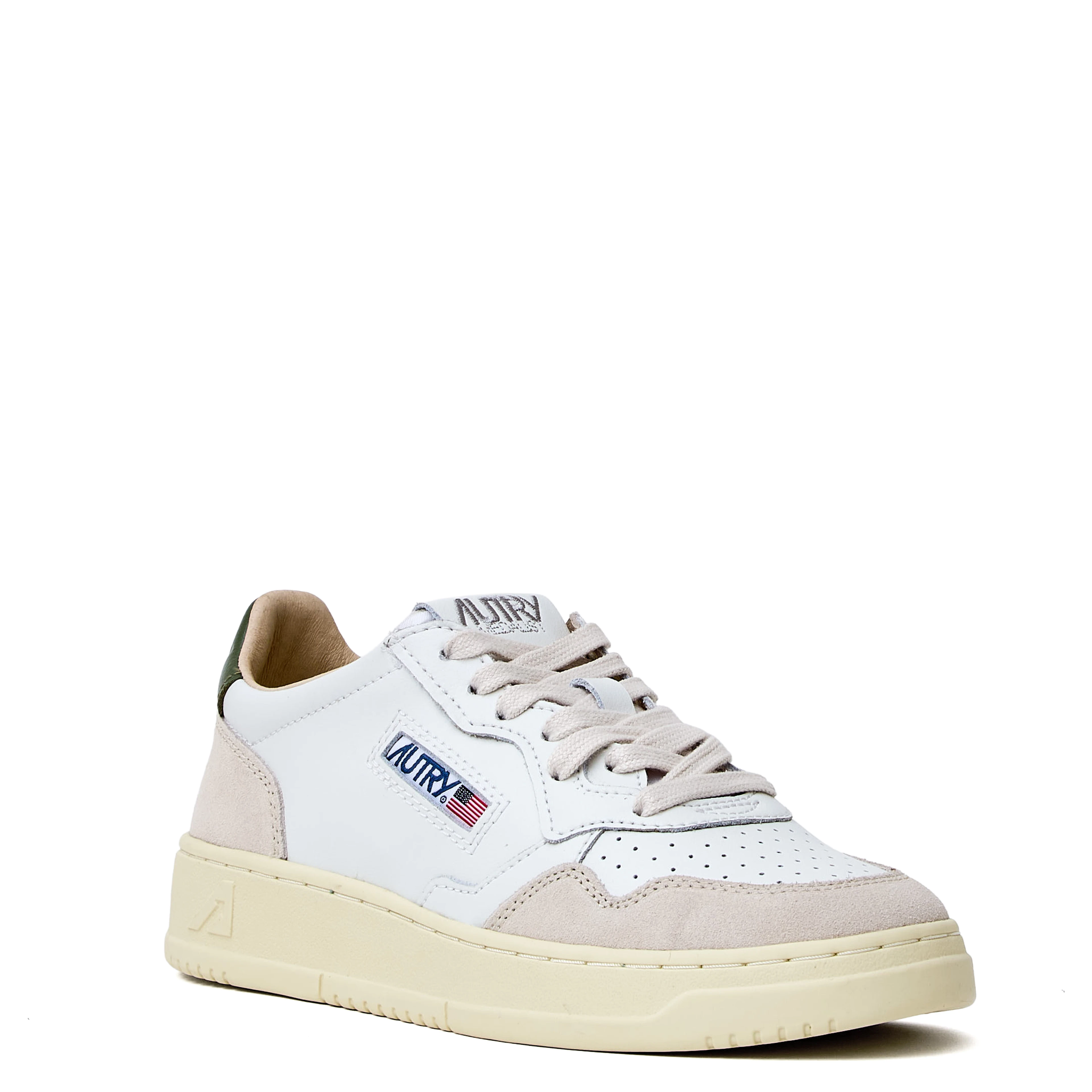 Sneakers Medalist Low In Pelle, Suede Bianco, Verde Bronzo