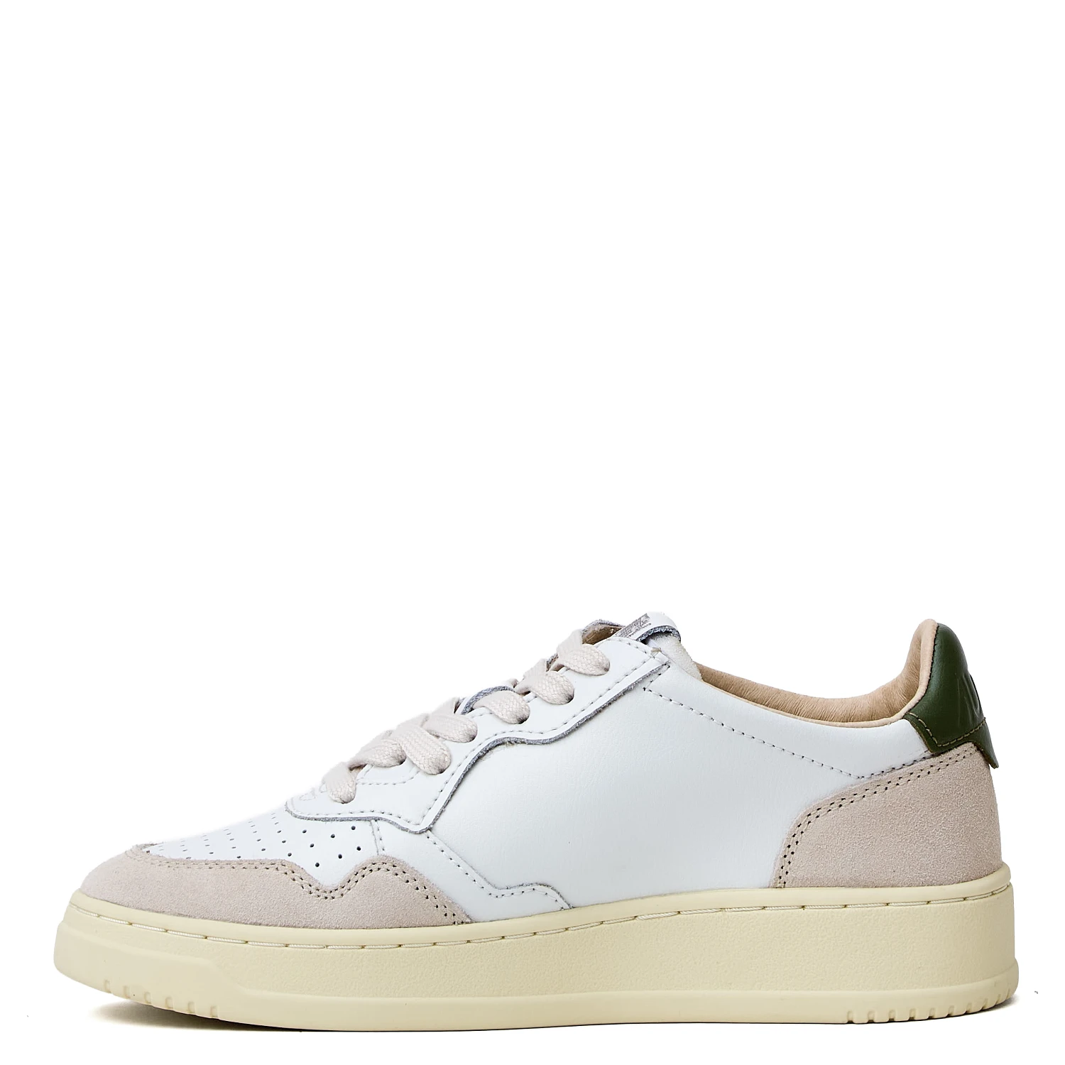 Sneakers Medalist Low In Pelle, Suede Bianco, Verde Bronzo