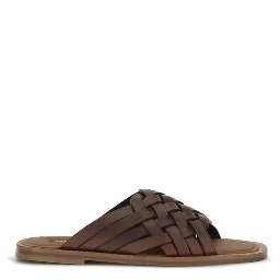 Brown Calf Leather Bos Taurus Flat Sandals