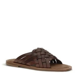 Brown Calf Leather Bos Taurus Flat Sandals