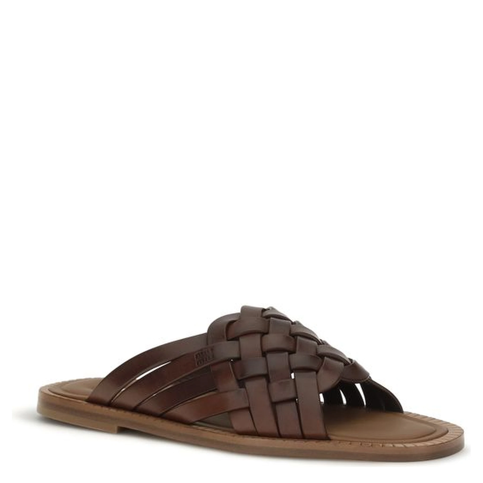 Brown Calf Leather Bos Taurus Flat Sandals