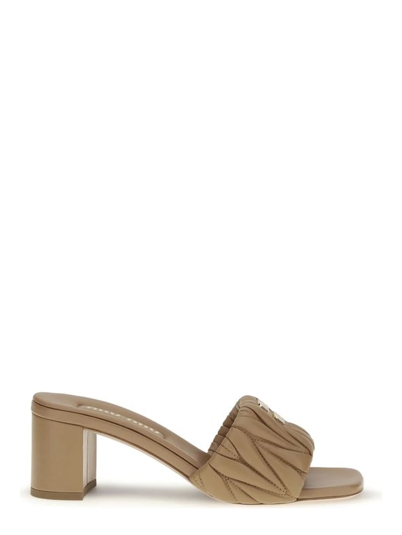 Beige Lamb Ovis Aries Aries Platform Sandals