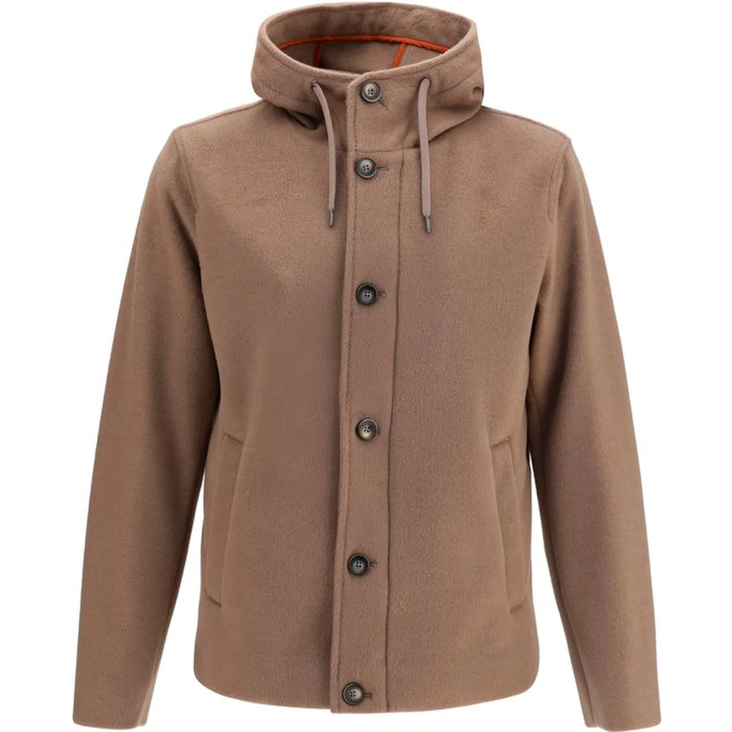 Brown Polyester Full-Length Jacket