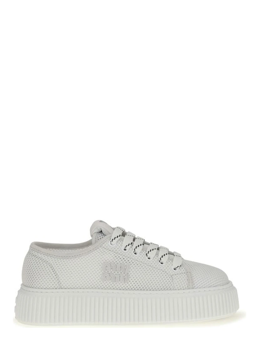 White Polyamide Platform Sneakers