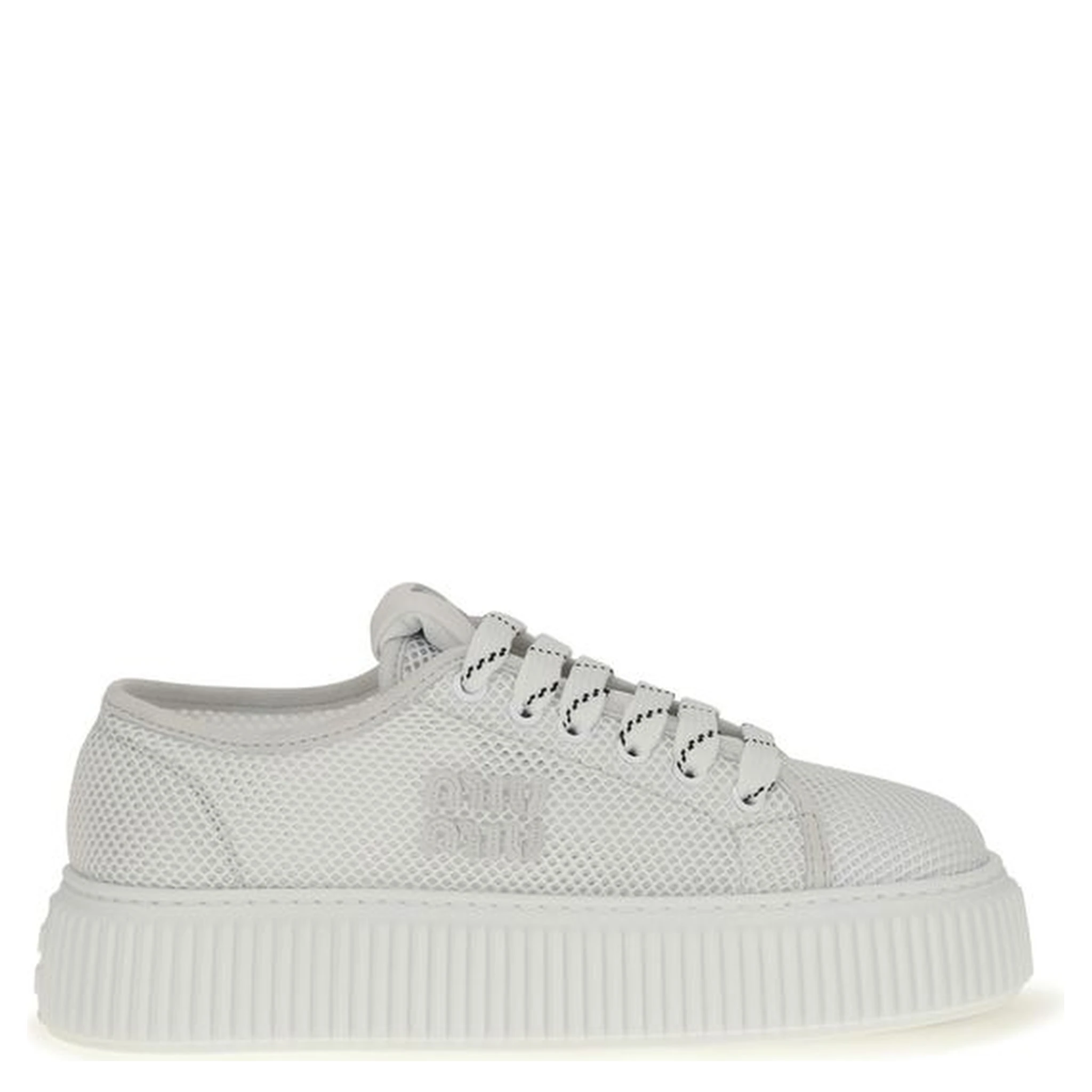 White Polyamide Platform Sneakers