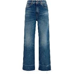 Blue Cotton Bootcut Jeans