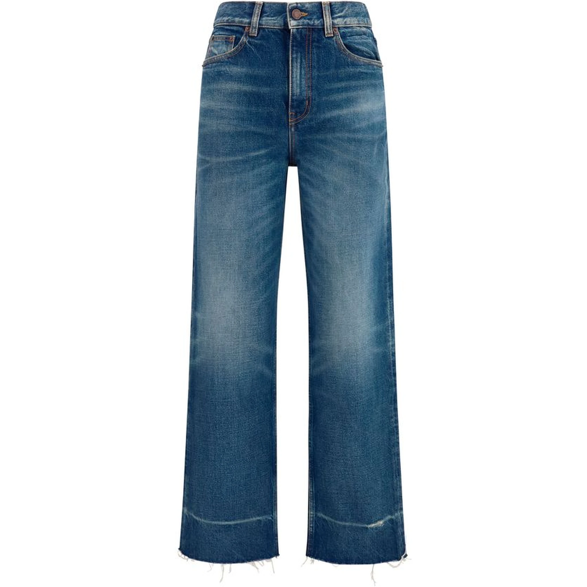 Blue Cotton Bootcut Jeans