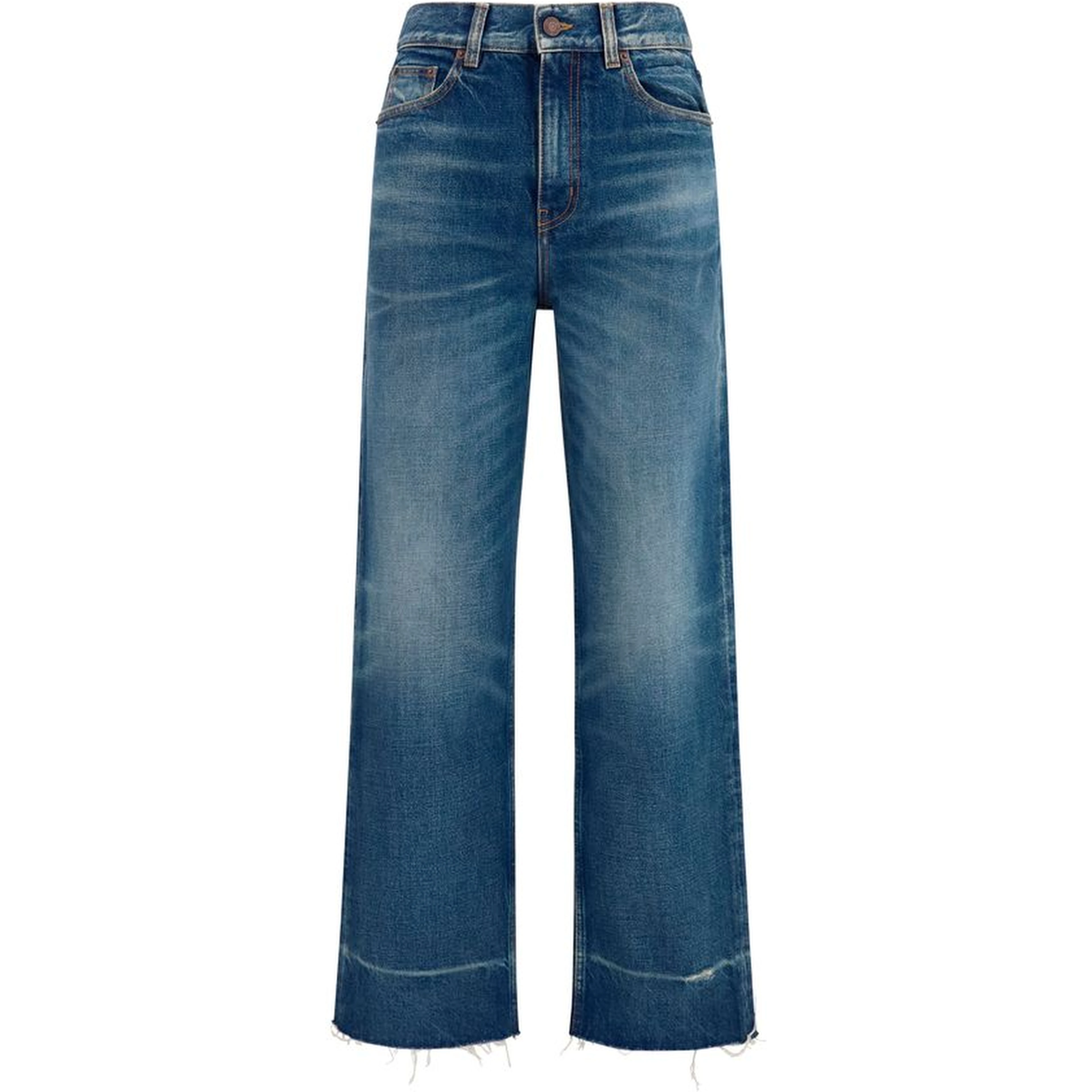 Blue Cotton Bootcut Jeans