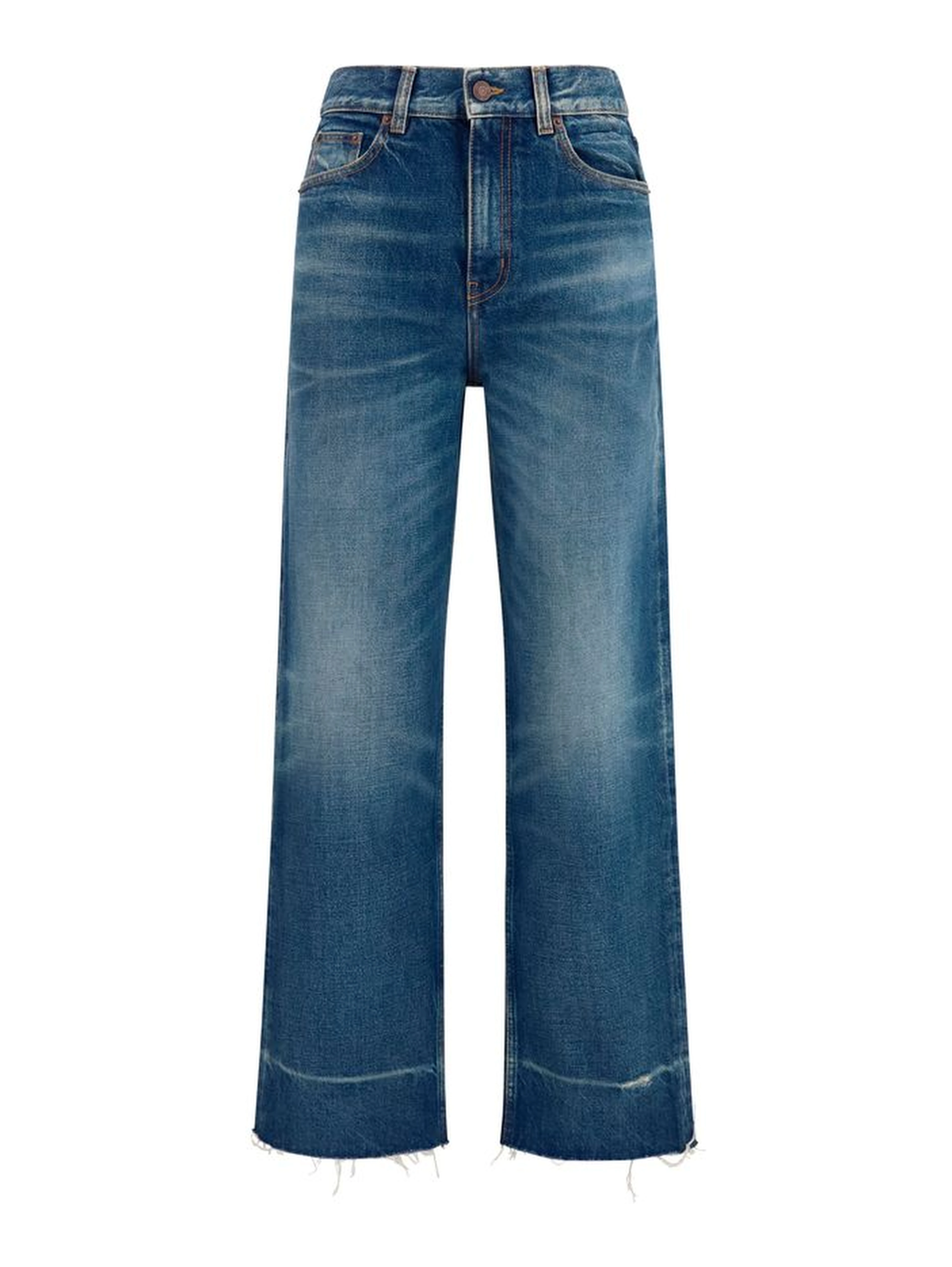 Blue Cotton Bootcut Jeans