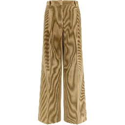 Beige Cotton Flared Pants