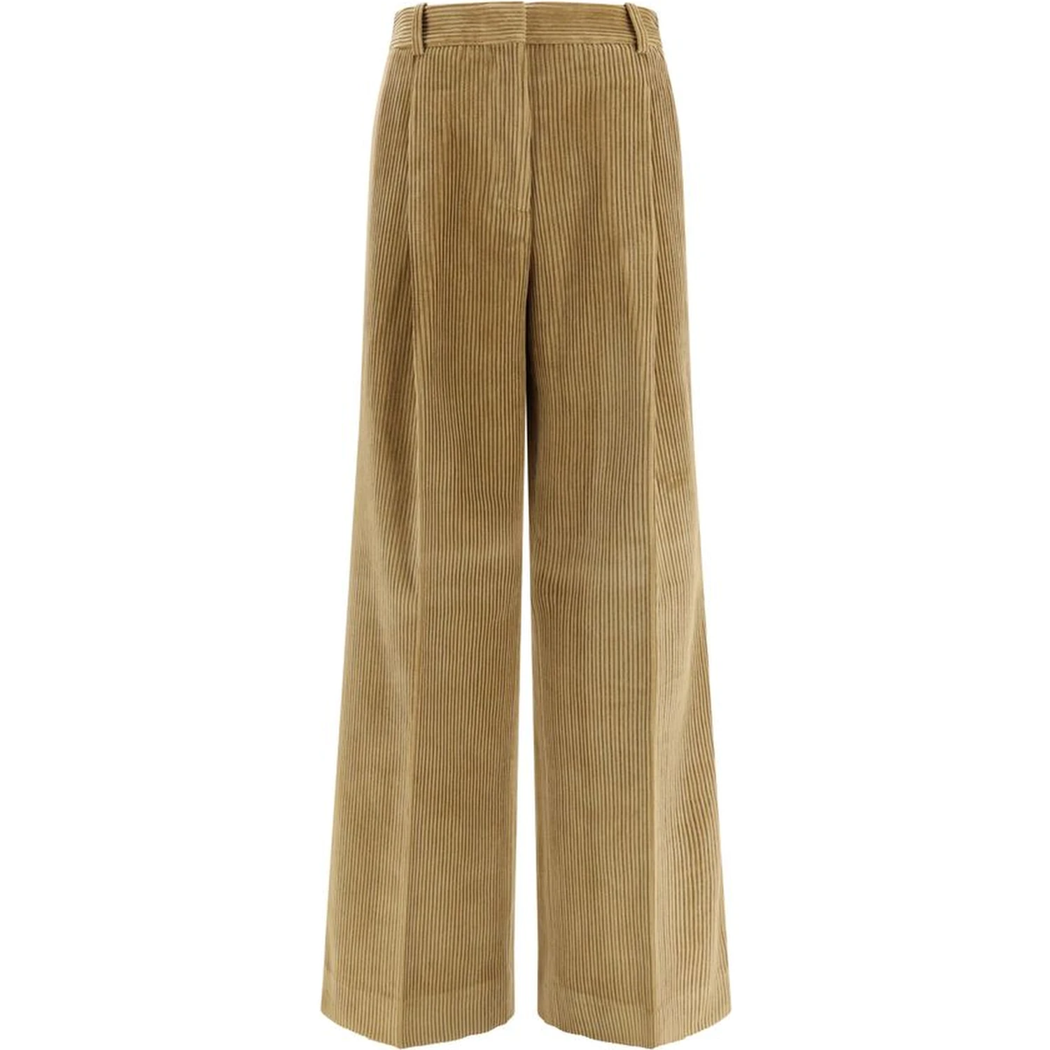 Beige Cotton Flared Pants