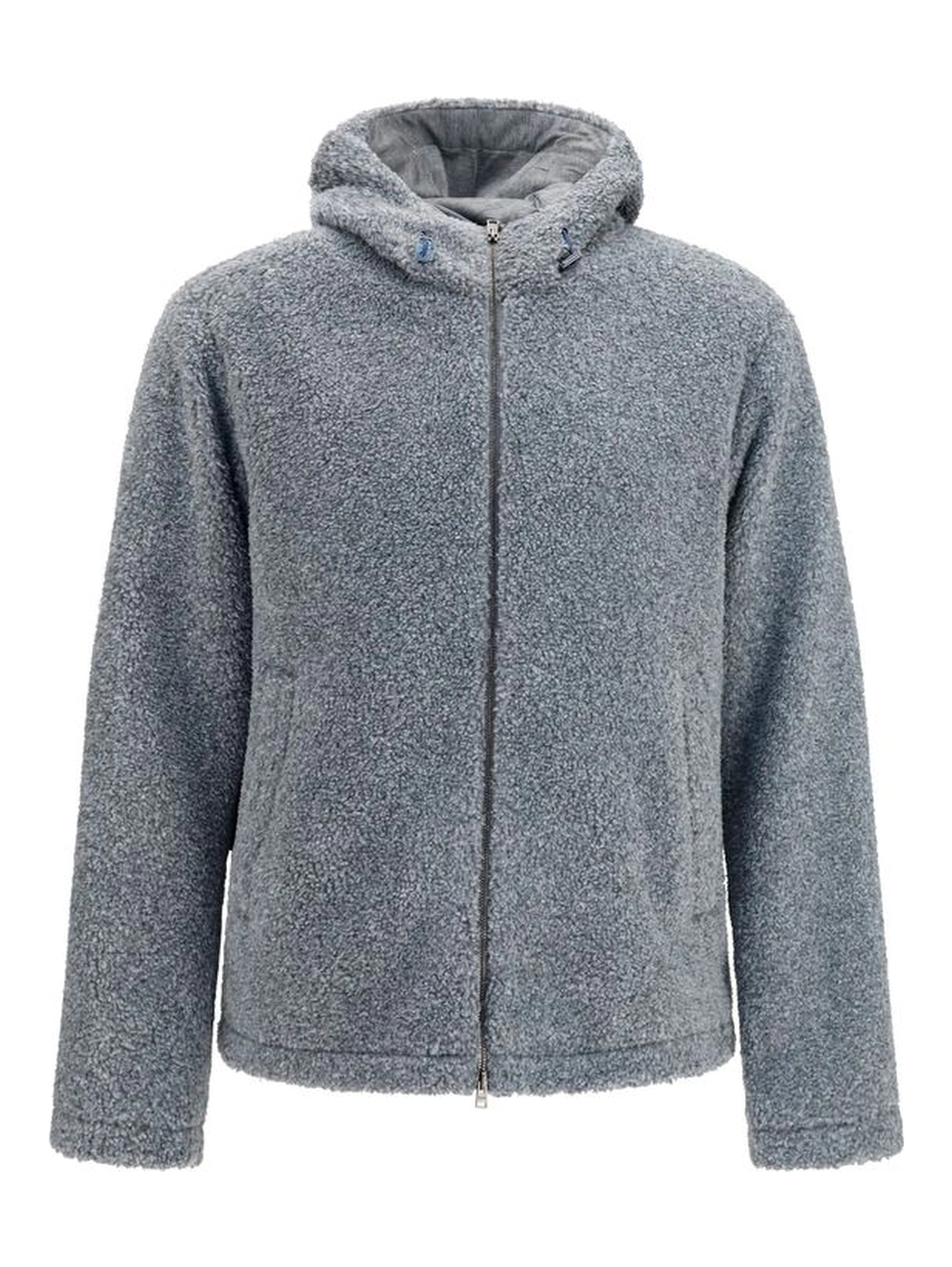 Gray Polyester Full-Length Jacket