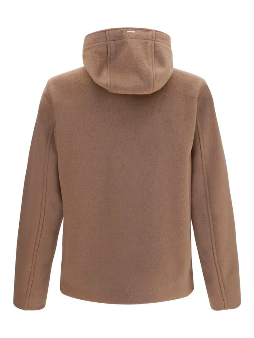 Brown Polyester Full-Length Jacket