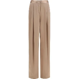 Beige Silk Casual Pants