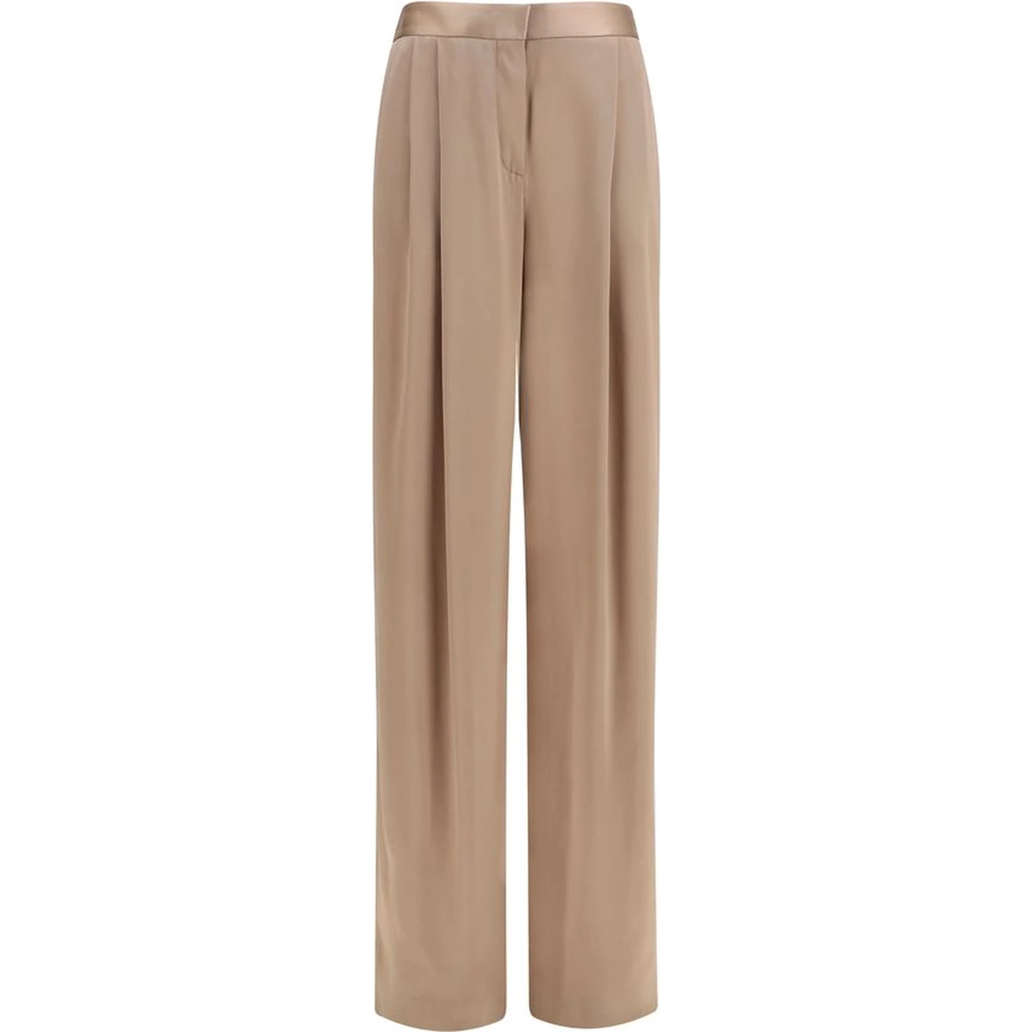 Beige Silk Casual Pants