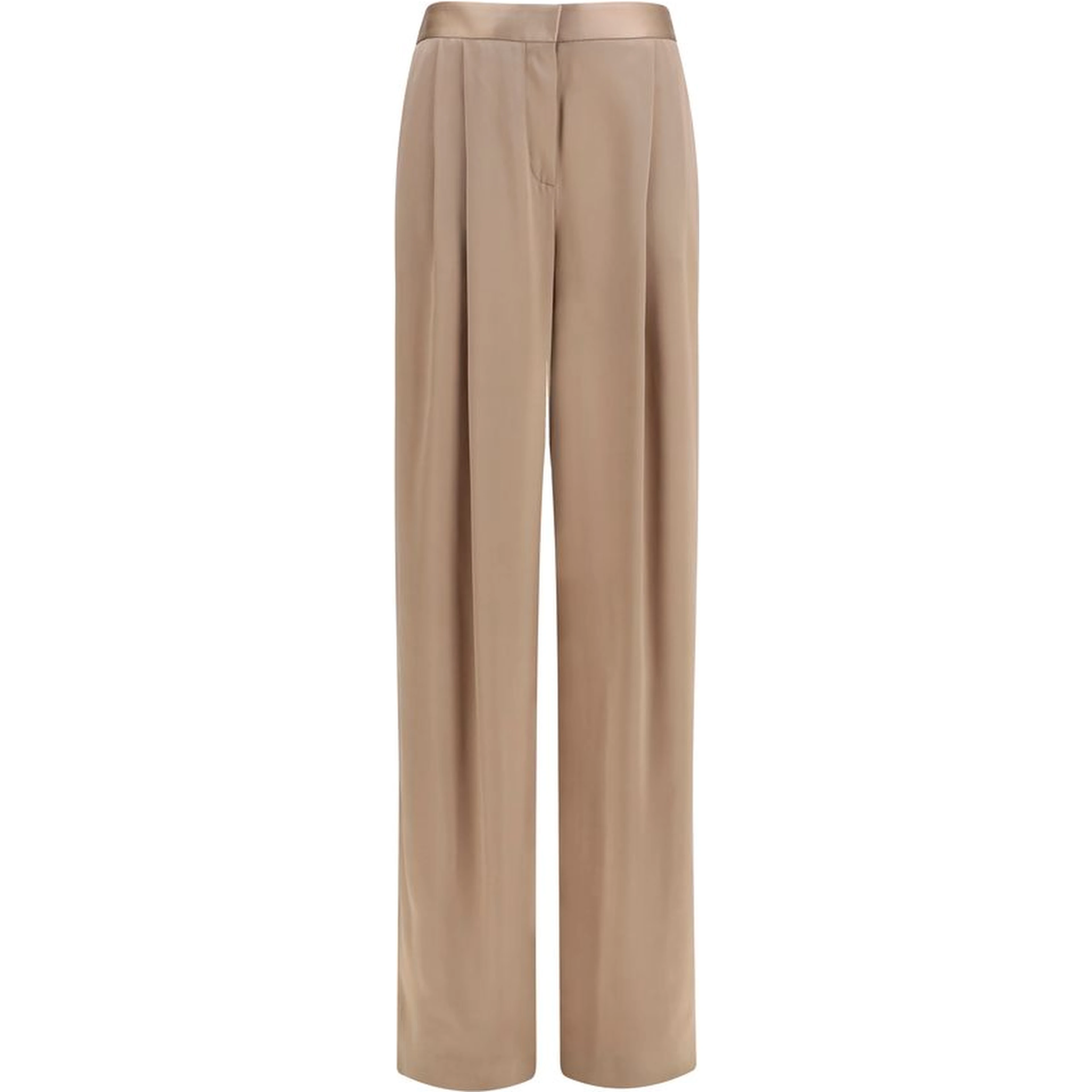 Beige Silk Casual Pants