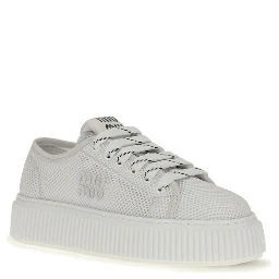 White Polyamide Platform Sneakers
