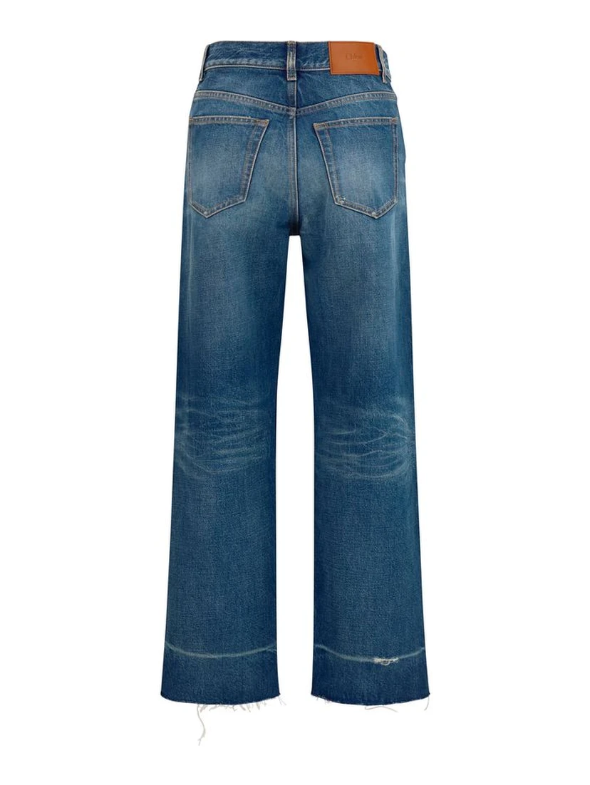 Blue Cotton Bootcut Jeans