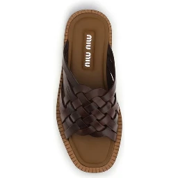 Brown Calf Leather Bos Taurus Flat Sandals