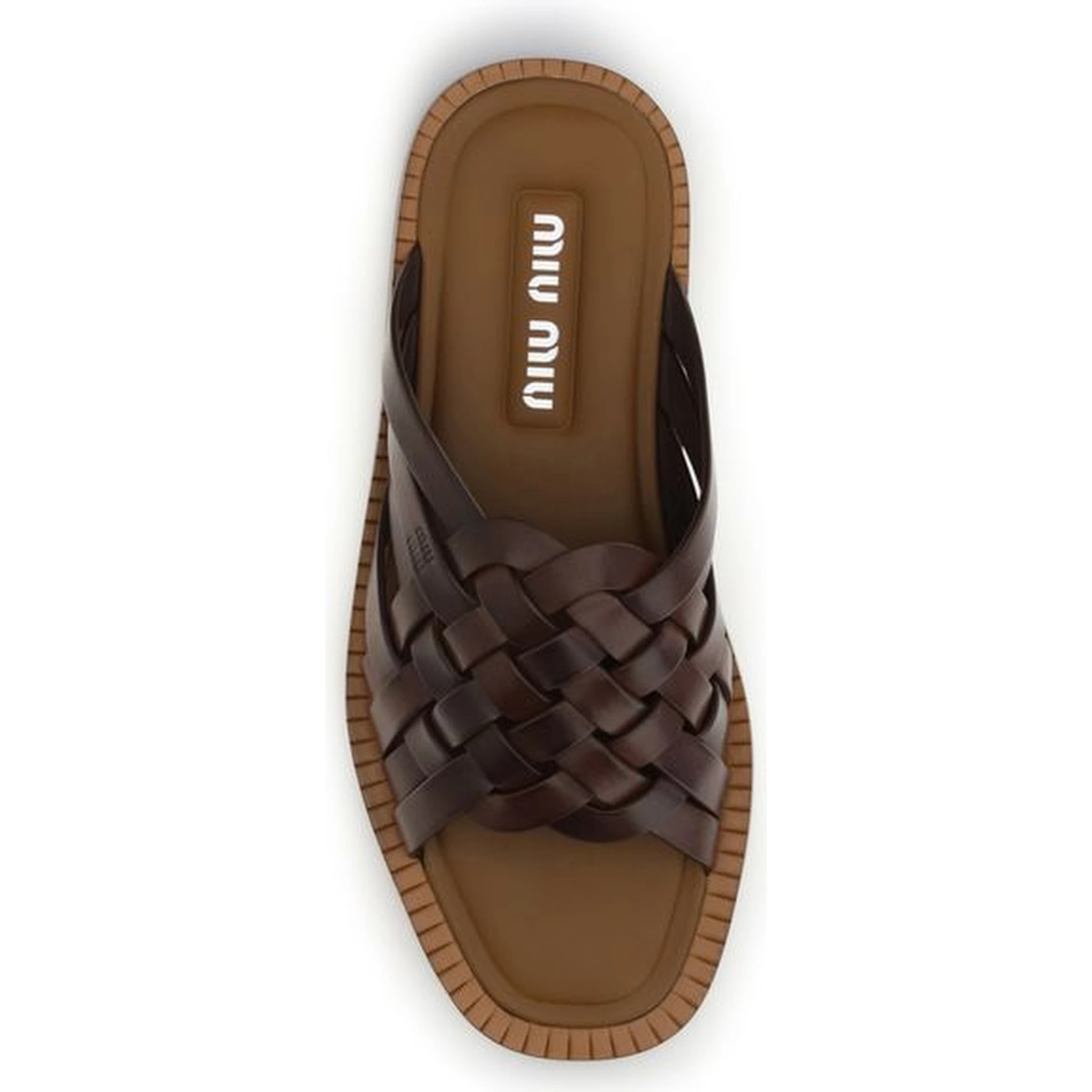 Brown Calf Leather Bos Taurus Flat Sandals