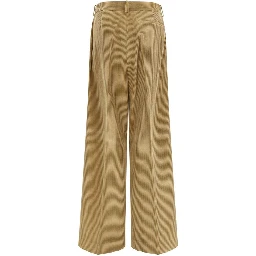 Beige Cotton Flared Pants