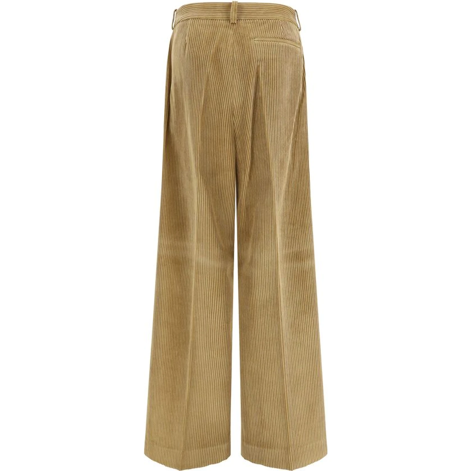 Beige Cotton Flared Pants