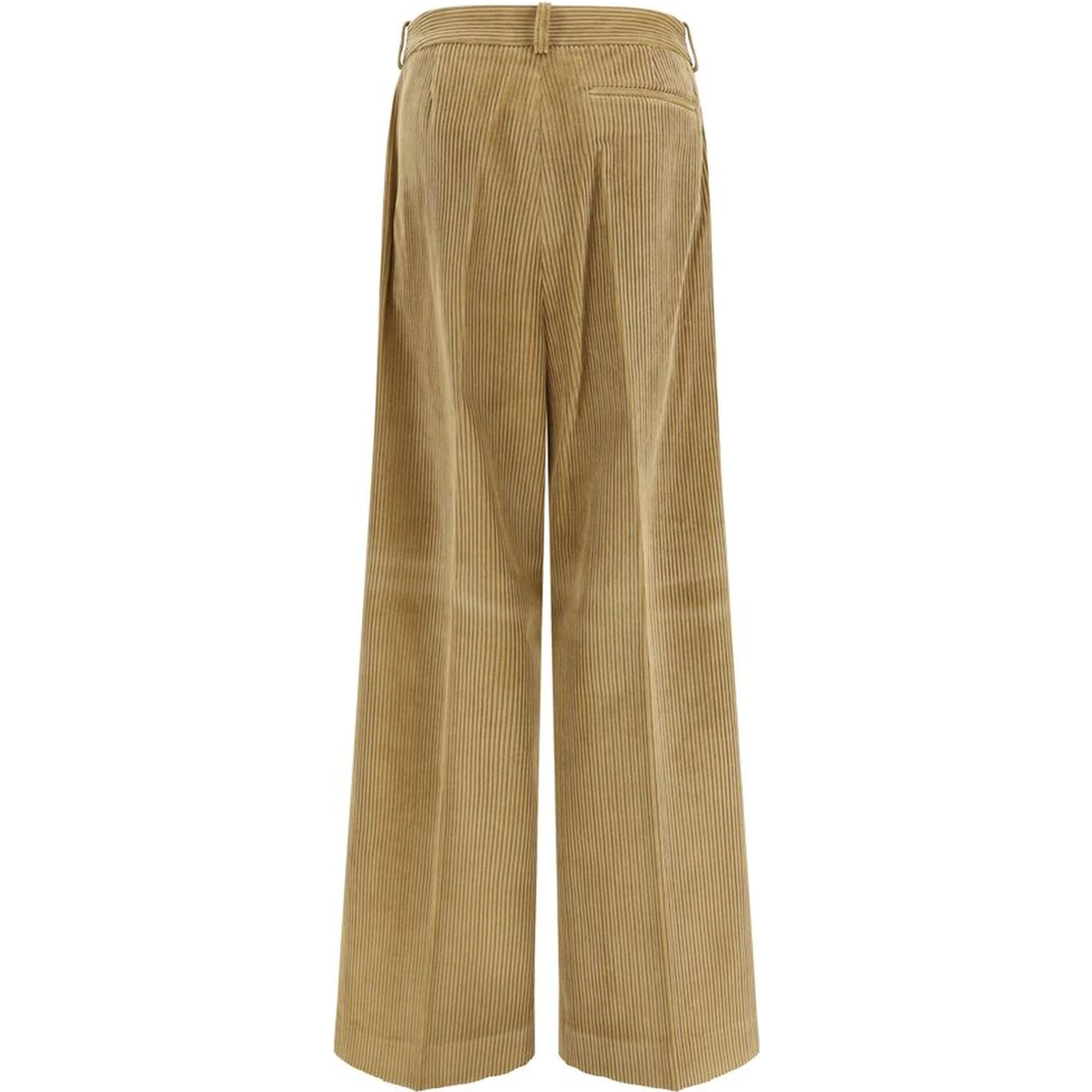 Beige Cotton Flared Pants