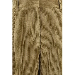 Beige Cotton Flared Pants