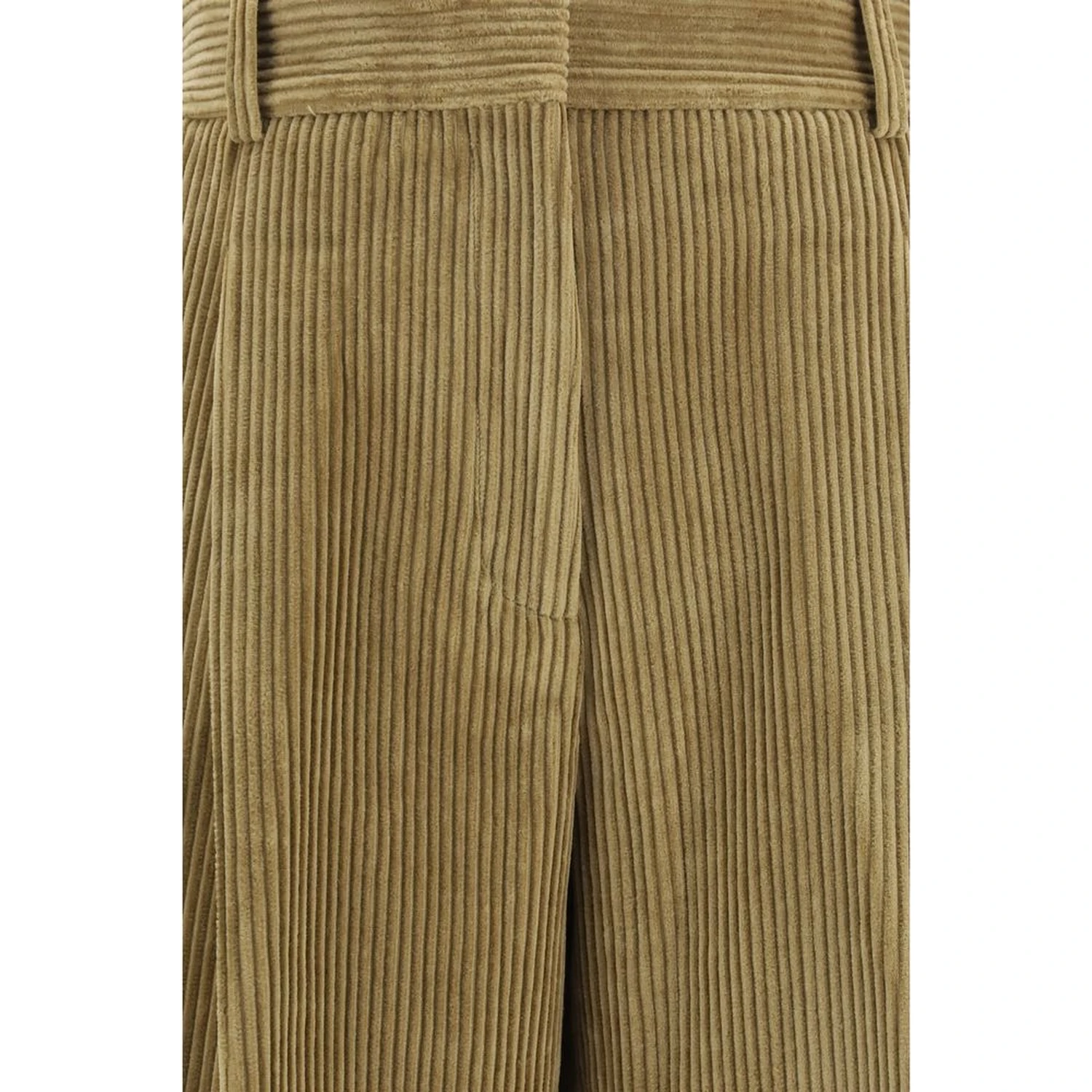 Beige Cotton Flared Pants